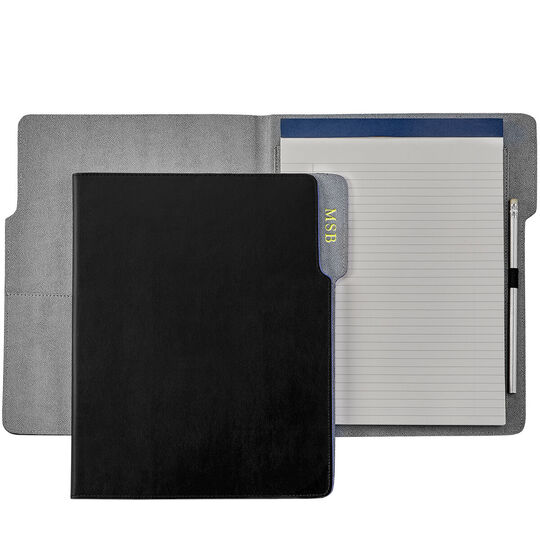 Personalized Black Leather Padfolio